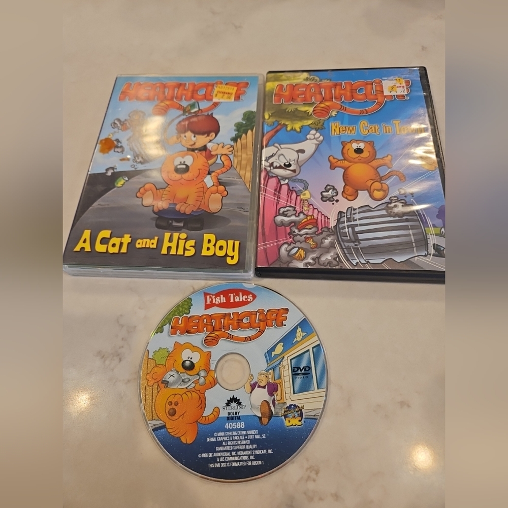 Heathcliff: 3 Movie Lot DvD A Cat And His Boy, New Cat In Town,  Fish Tales